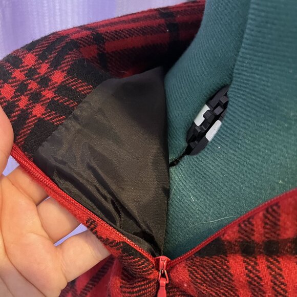 La Chapelle Red & Black Pleated Wool Skirt - Picture 3 of 6